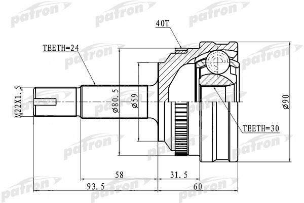 Patron PCV1715 Joint Kit, drive shaft PCV1715