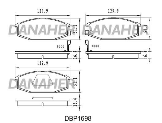 Danaher DBP1698 Brake Pad Set, disc brake DBP1698