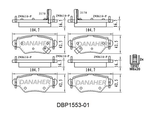 Danaher DBP1553-01 Brake Pad Set, disc brake DBP155301