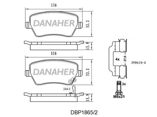 Danaher DBP1865/2 Brake Pad Set, disc brake DBP18652