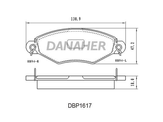 Danaher DBP1617 Brake Pad Set, disc brake DBP1617