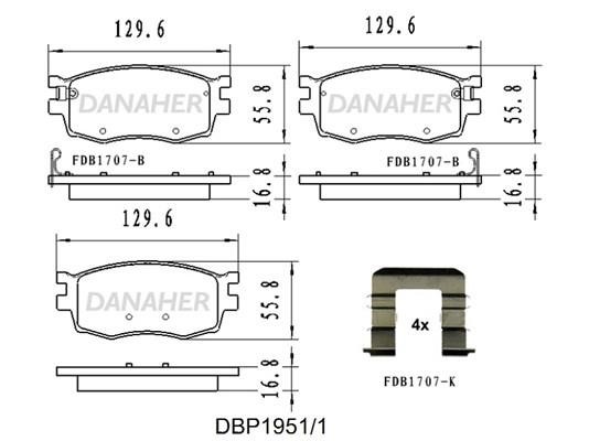 Danaher DBP1951/1 Brake Pad Set, disc brake DBP19511