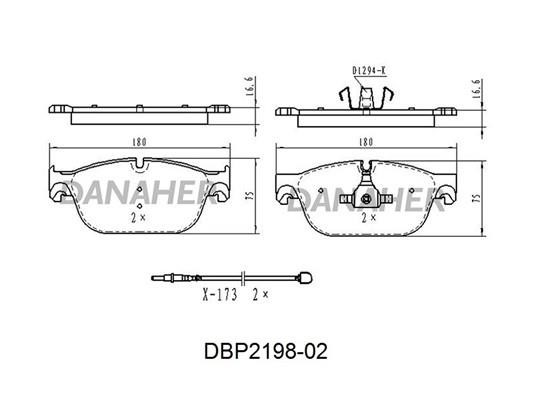 Danaher DBP2198-02 Front disc brake pads, set DBP219802