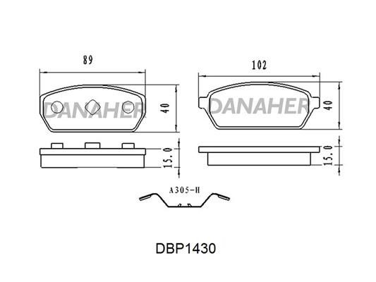 Danaher DBP1430 Brake Pad Set, disc brake DBP1430