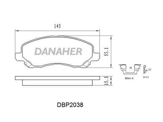 Danaher DBP2038 Brake Pad Set, disc brake DBP2038