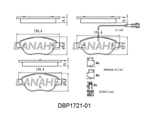 Danaher DBP1721-01 Brake Pad Set, disc brake DBP172101