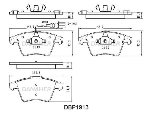Danaher DBP1913 Brake Pad Set, disc brake DBP1913
