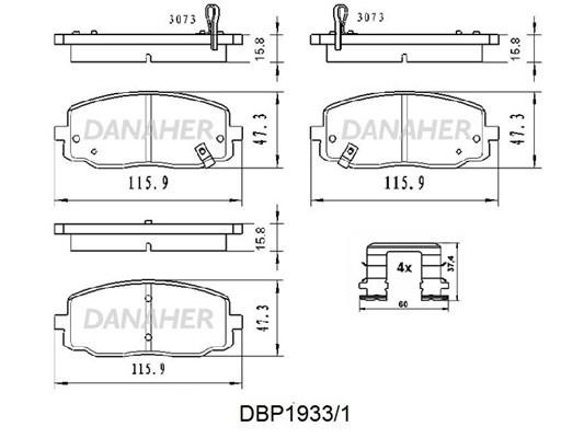 Danaher DBP1933/1 Brake Pad Set, disc brake DBP19331
