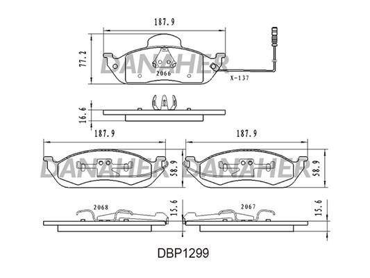 Danaher DBP1299 Brake Pad Set, disc brake DBP1299