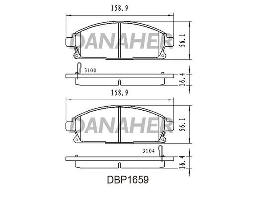Danaher DBP1659 Brake Pad Set, disc brake DBP1659