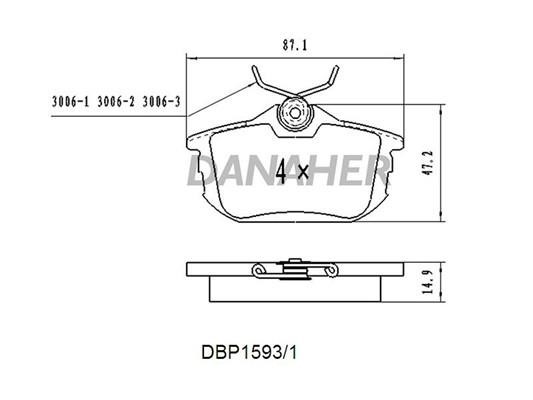 Danaher DBP1593/1 Brake Pad Set, disc brake DBP15931