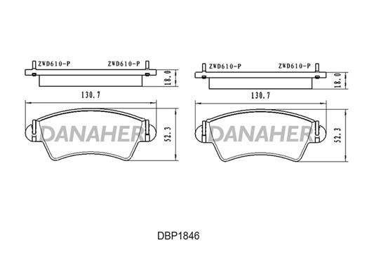 Danaher DBP1846 Brake Pad Set, disc brake DBP1846
