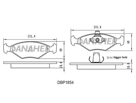 Danaher DBP1854 Brake Pad Set, disc brake DBP1854
