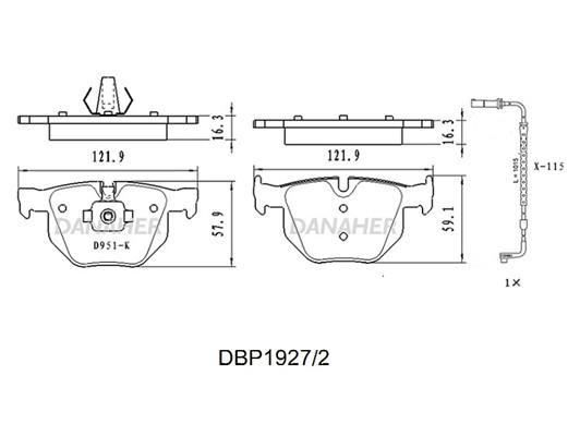 Danaher DBP1927/2 Brake Pad Set, disc brake DBP19272
