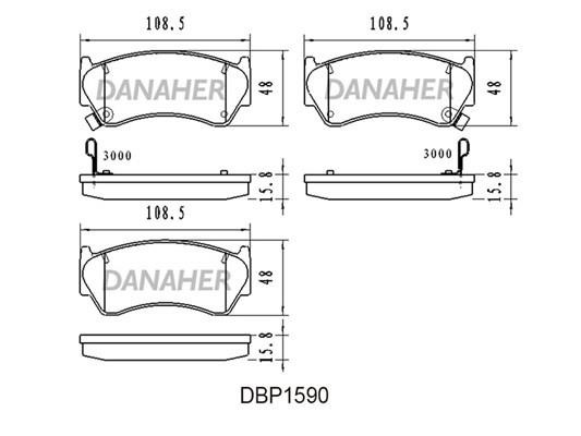 Danaher DBP1590 Brake Pad Set, disc brake DBP1590