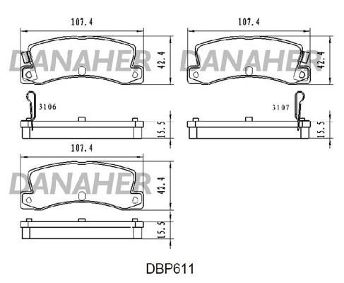 Danaher DBP611 Brake Pad Set, disc brake DBP611