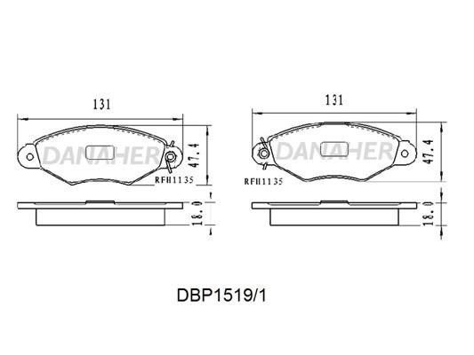 Danaher DBP1519/1 Brake Pad Set, disc brake DBP15191