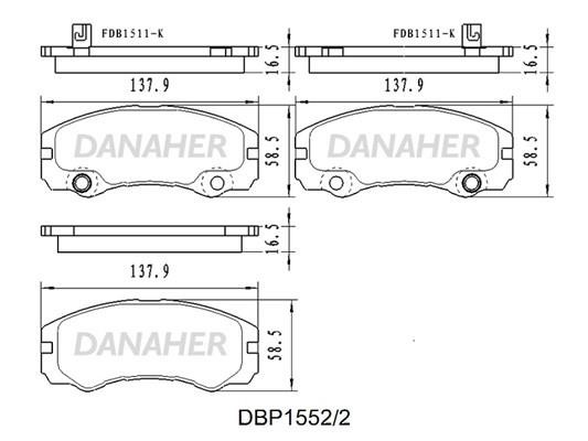 Danaher DBP1552/2 Brake Pad Set, disc brake DBP15522