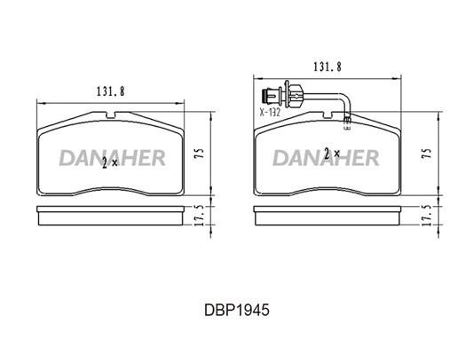 Danaher DBP1945 Brake Pad Set, disc brake DBP1945