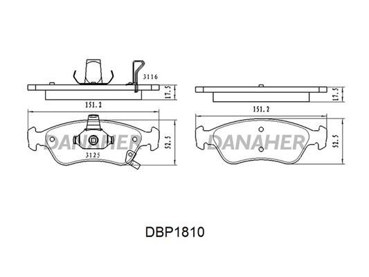 Danaher DBP1810 Brake Pad Set, disc brake DBP1810