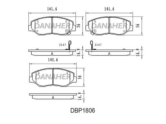 Danaher DBP1806 Brake Pad Set, disc brake DBP1806