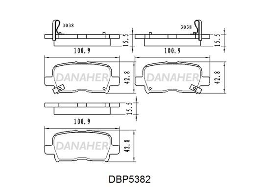 Danaher DBP5382 Rear disc brake pads, set DBP5382