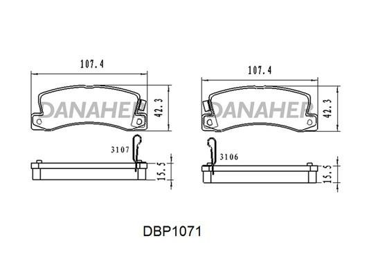 Danaher DBP1071 Brake Pad Set, disc brake DBP1071