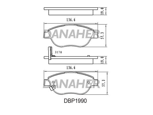 Danaher DBP1990 Brake Pad Set, disc brake DBP1990