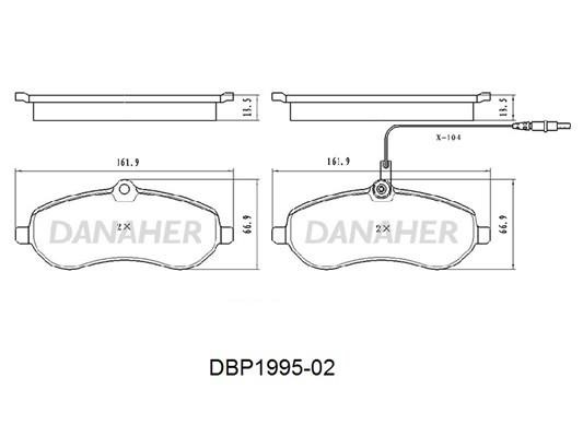 Danaher DBP1995-02 Brake Pad Set, disc brake DBP199502