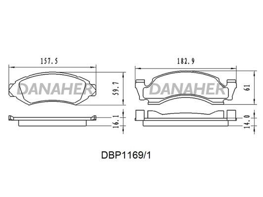 Danaher DBP1169/1 Brake Pad Set, disc brake DBP11691