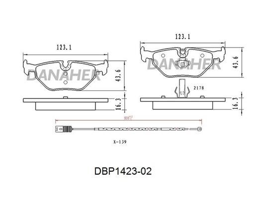 Danaher DBP1423-02 Brake Pad Set, disc brake DBP142302