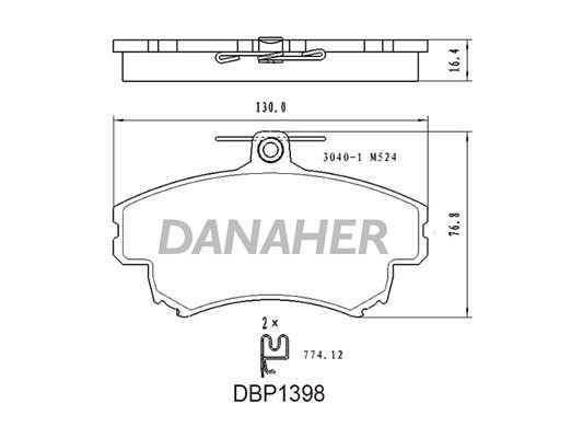 Danaher DBP1398 Brake Pad Set, disc brake DBP1398