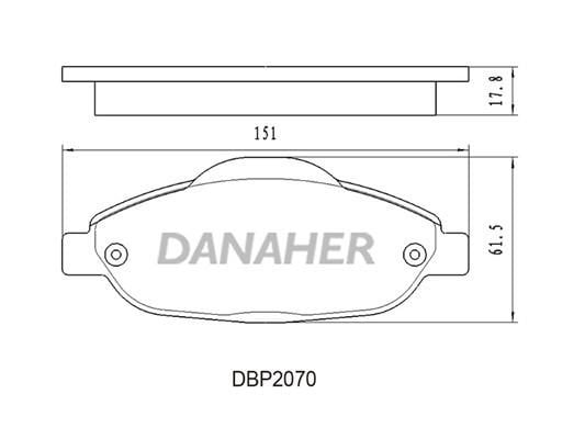 Danaher DBP2070 Brake Pad Set, disc brake DBP2070