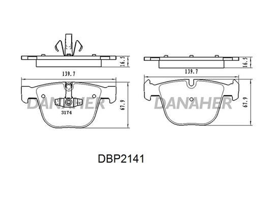 Danaher DBP2141 Brake Pad Set, disc brake DBP2141