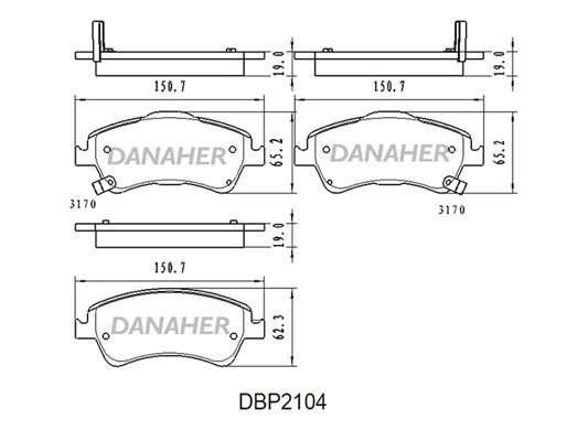 Danaher DBP2104 Brake Pad Set, disc brake DBP2104