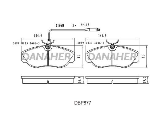 Danaher DBP877 Brake Pad Set, disc brake DBP877