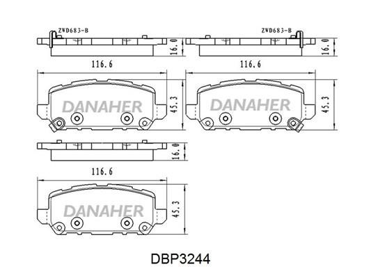 Danaher DBP3244 Brake Pad Set, disc brake DBP3244