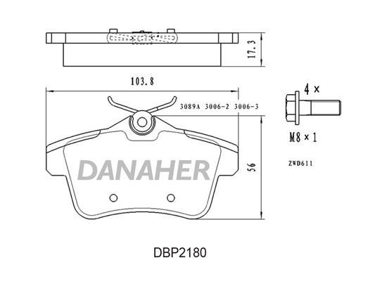 Danaher DBP2180 Brake Pad Set, disc brake DBP2180