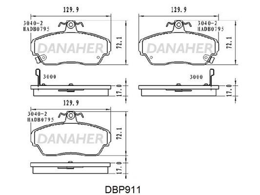 Danaher DBP911 Brake Pad Set, disc brake DBP911