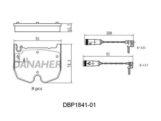 Danaher DBP1841-01 Brake Pad Set, disc brake DBP184101