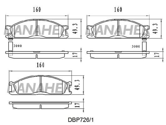 Danaher DBP726/1 Brake Pad Set, disc brake DBP7261