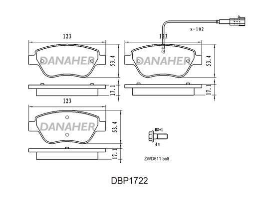Danaher DBP1722 Brake Pad Set, disc brake DBP1722