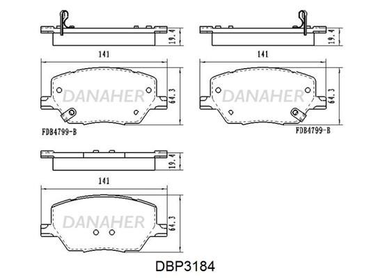 Danaher DBP3184 Brake Pad Set, disc brake DBP3184