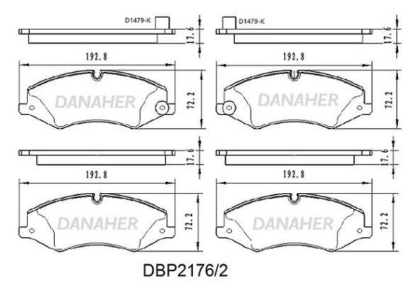 Danaher DBP2176/2 Brake Pad Set, disc brake DBP21762