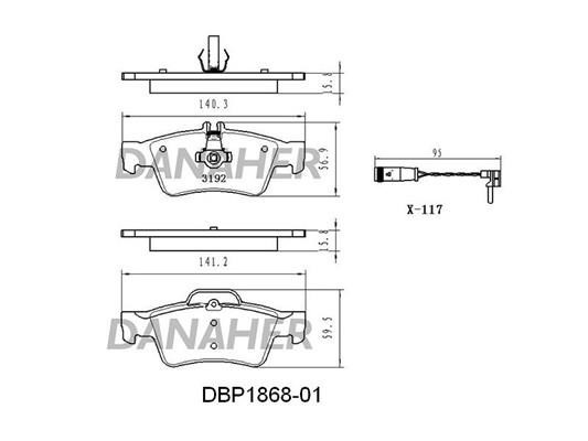 Danaher DBP1868-01 Brake Pad Set, disc brake DBP186801