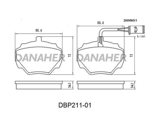 Danaher DBP211-01 Brake Pad Set, disc brake DBP21101