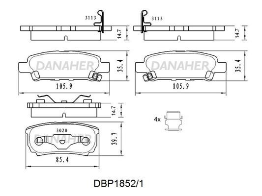 Danaher DBP1852/1 Brake Pad Set, disc brake DBP18521