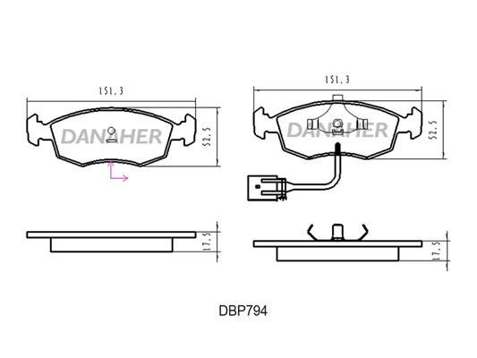 Danaher DBP794 Brake Pad Set, disc brake DBP794