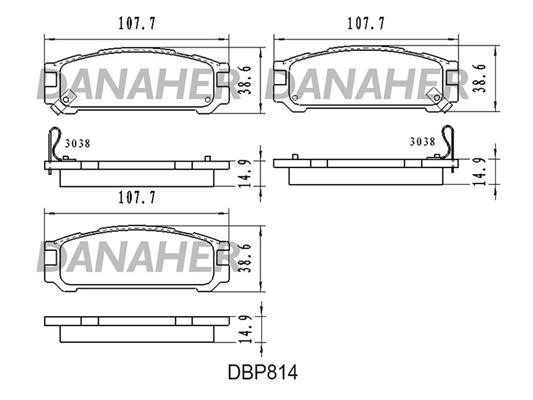Danaher DBP814 Brake Pad Set, disc brake DBP814