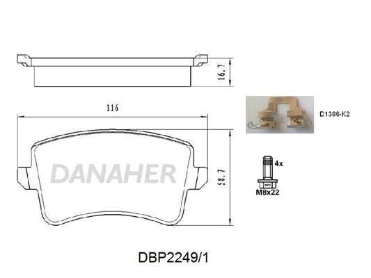 Danaher DBP2249/1 Brake Pad Set, disc brake DBP22491